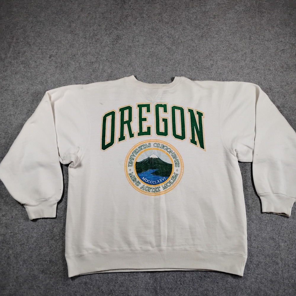 Vintage Galt Sand Oregon Ducks University Sweatshirt White Men XL Distressed 90s